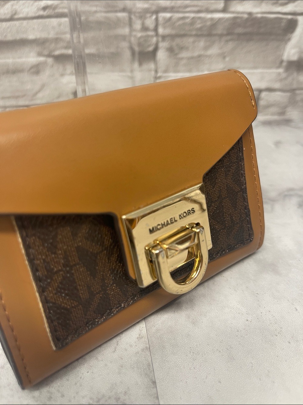 Michael Kors Manhattan Backpack Satchel & Matching Wallet Brown MK Logo - Picture 15 of 15